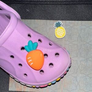 JIBBITZ. CROC CHARMS. Two food items. YUM. Baby Croc not included.